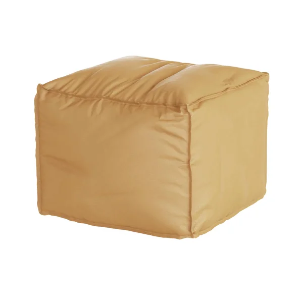 Pouf carré beige en cuir sur fond blanc. Rendu 3d — Photo