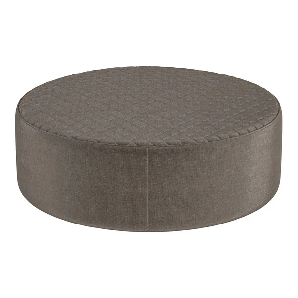 Pouf rond brun doux avec un motif en relief sur fond blanc. Rendu 3d — Photo