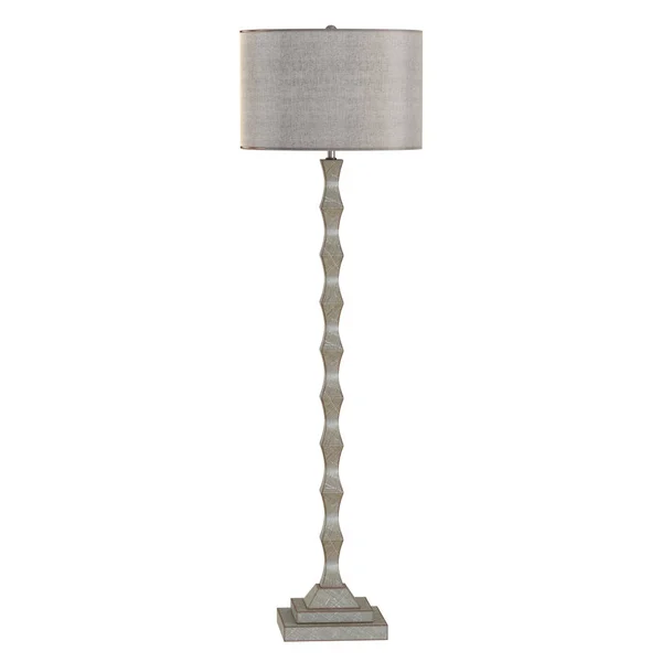 Gray night floor lamp on a metallic base on a white background. 3d rendering — 스톡 사진