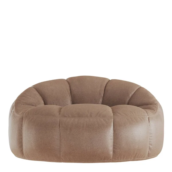 Un suave paño de sillón marrón sobre fondo blanco. Vista frontal. renderizado 3d — Foto de Stock
