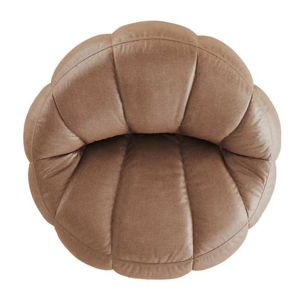 Un suave paño de sillón marrón sobre fondo blanco. Top vew. renderizado 3d — Foto de Stock