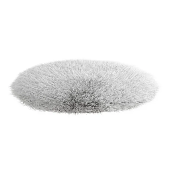 Tapis rond blanc en laine de mouton sur un fond isolé. rendu 3D — Photo