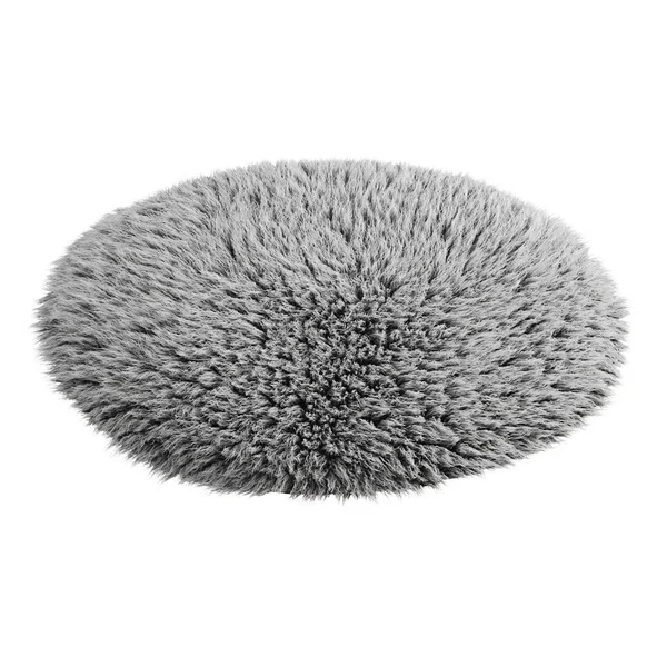 Tapis rond gris en laine de mouton sur un fond isolé. rendu 3D — Photo