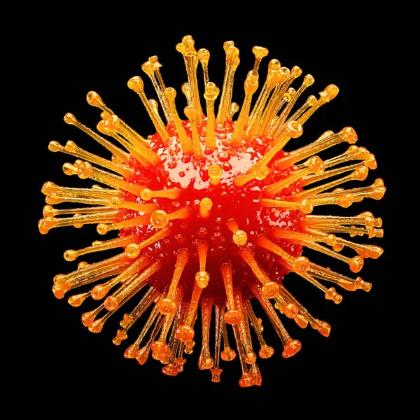 Colore corona covid virus 19 su uno sfondo nero. Rendering 3D — Foto Stock
