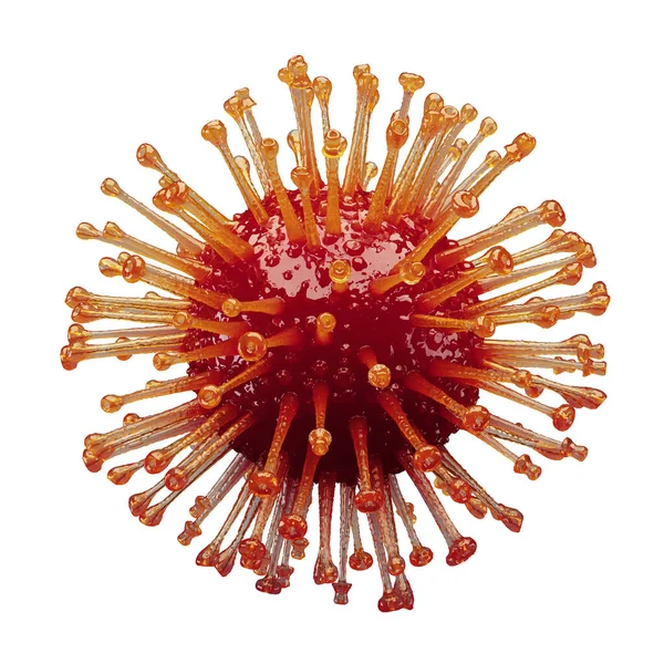 Colore rosso corona covid virus 19 su uno sfondo bianco. Rendering 3D — Foto Stock