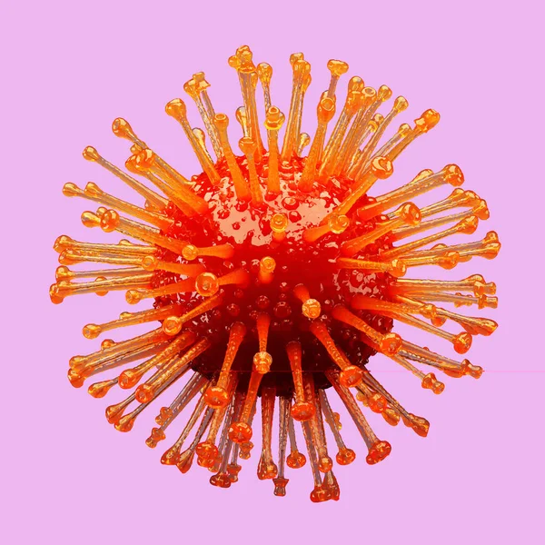 Colore corona covid virus 19 su uno sfondo rosa. Rendering 3D — Foto Stock