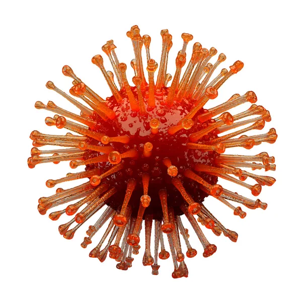 Colore rosso corona covid virus 19 su uno sfondo bianco. Rendering 3D — Foto Stock