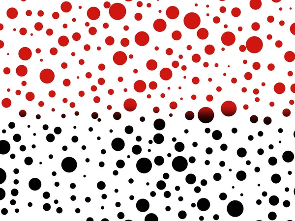 Textura de fondo blanco con lunares grandes y pequeños negro-rojos — Foto de Stock