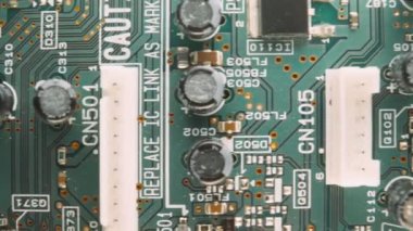 Kablo yönetim kurulu, makro. Kamera hareketi. 4 k görüntüleri. 