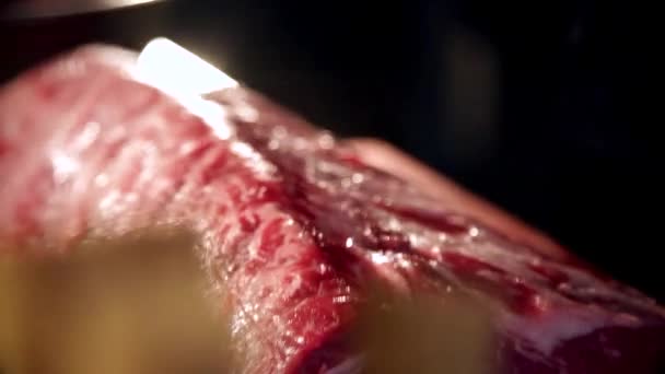 Frischfleisch in Zeitlupe — Stockvideo