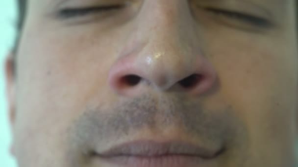 Профіль анатомії людського носа крупним планом — стокове відео