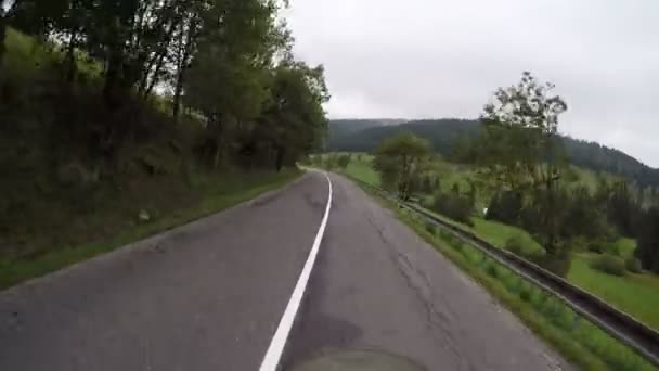 Driving by Open Winding Mountain Path Slovakia Nature — Stock Video