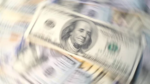 Létající peníze na bílém pozadí dolarové bankovky — Stock fotografie