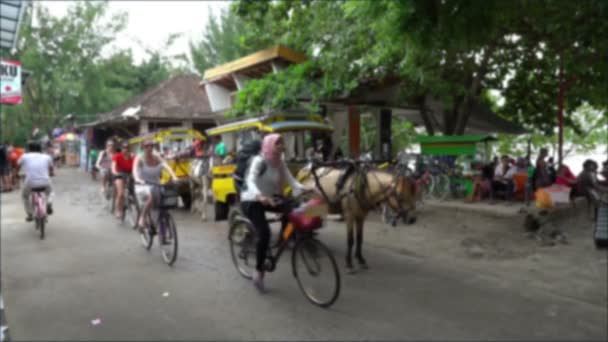 Eco tourism horse wagons on natural ecological islands in indonesia gili trawangan travel — Stock Video