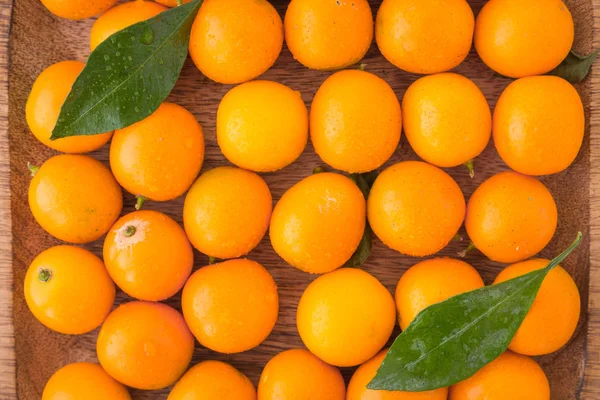 Cumquats orange ou kumquats aux feuilles vertes — Photo