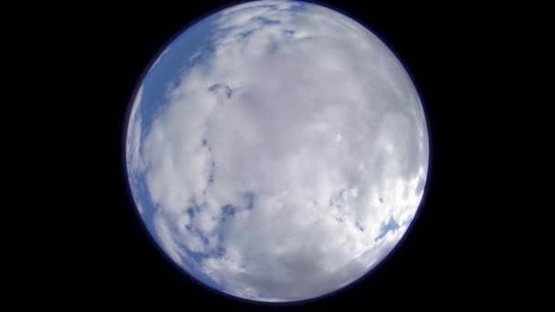 地球就像鱼眼白天云游戏中时光倒流 — 图库视频影像