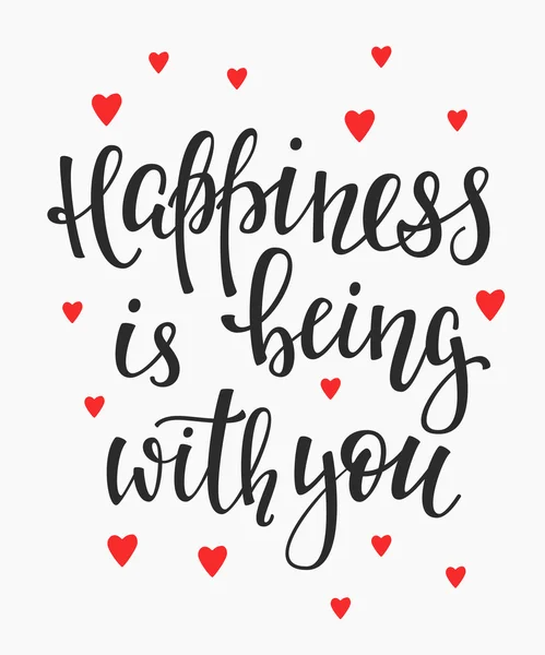 Happiness is being with you lettering — Stock vektor