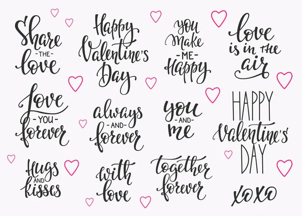 Love Valentines Day quote typography set — Stock Vector