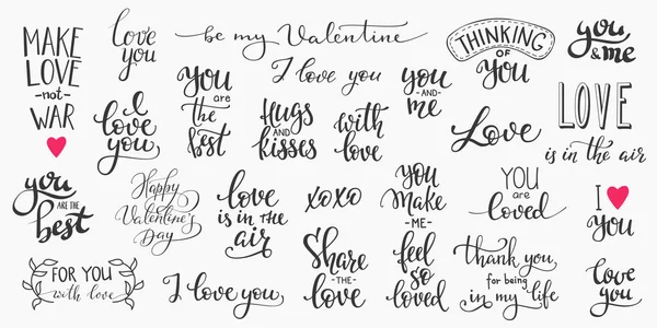 Miłość Walentynki cytat typography zestaw — Wektor stockowy