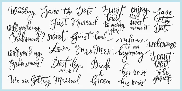 Casamento Lettering conjunto de fotografia sobreposição —  Vetores de Stock