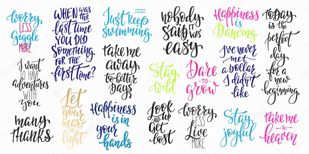 Lettering typography calligraphy overlay set