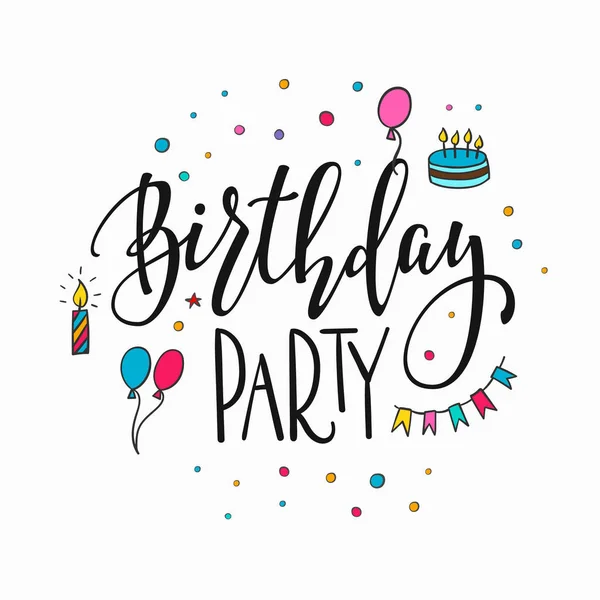 Happy Birthday Party lettering typography — Stock Vector