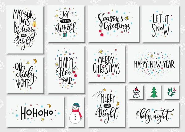 Nouvel an de Noël lettrage typographie ensemble — Image vectorielle