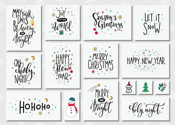 Weihnachten Neujahr Schriftzug Typografie-Set — Stockvektor