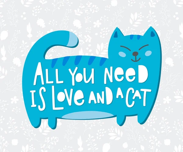 Το μόνο που χρειάζεστε είναι αγάπη πουκάμισο γάτα απόσπασμα γράμματα. — Διανυσματικό Αρχείο