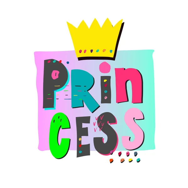Prinzessin Krone Hemddruck Zitat Schriftzug — Stockvektor