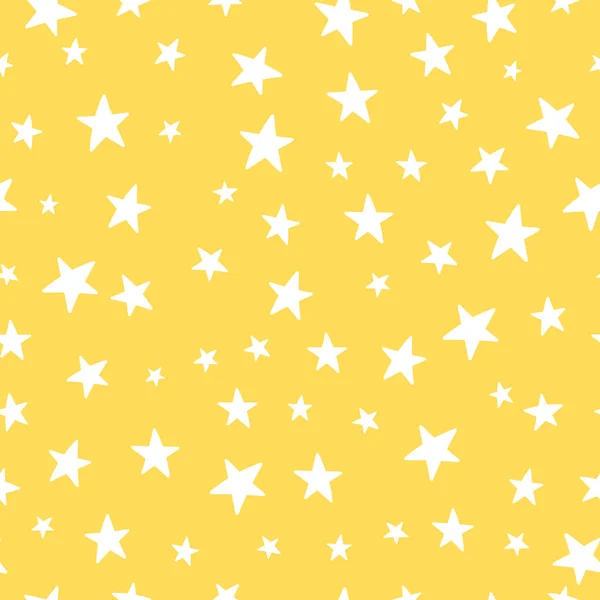 Lindo vector amarillo estrellas vivero patrón sin costura — Vector de stock