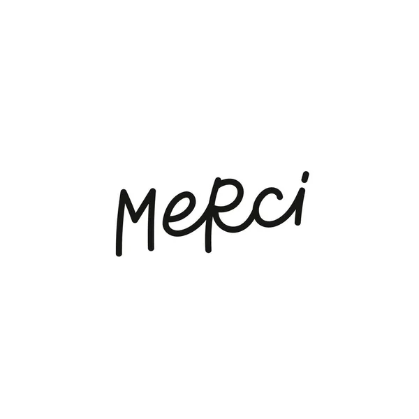 Merci French Gracias caligrafía cita letras — Archivo Imágenes Vectoriales