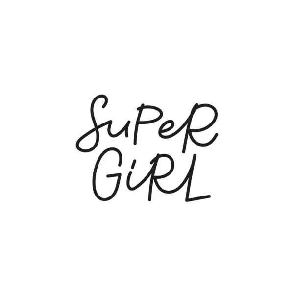 Σούπερ κορίτσι φεμινιστική καλλιγραφία παραθέτω γράμματα — Διανυσματικό Αρχείο