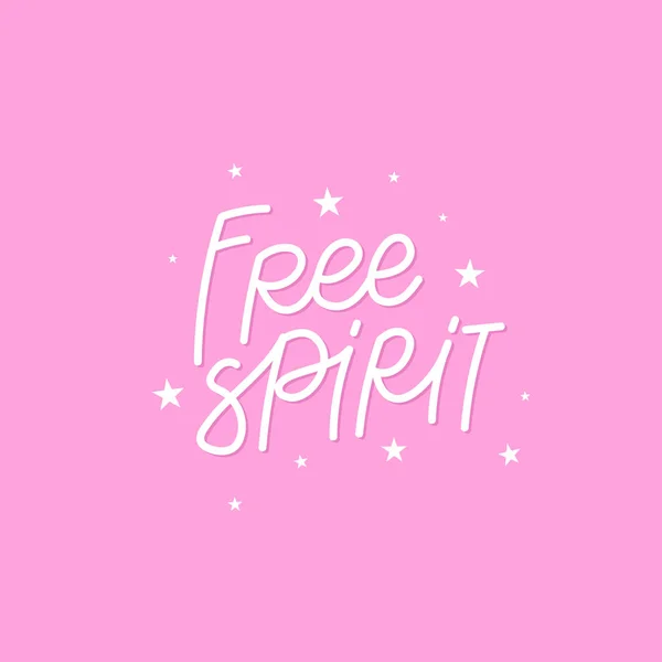 Free spirit pink stars calligraphy quote písmo — Stockový vektor