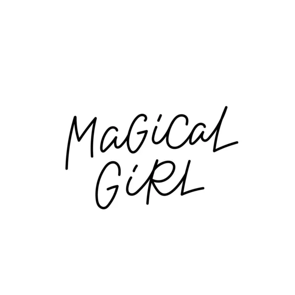 Μαγική καλλιγραφία κορίτσι παραθέτω γράμματα — Διανυσματικό Αρχείο