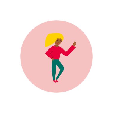 Kız Kadın simge çemberi karakter çizimi