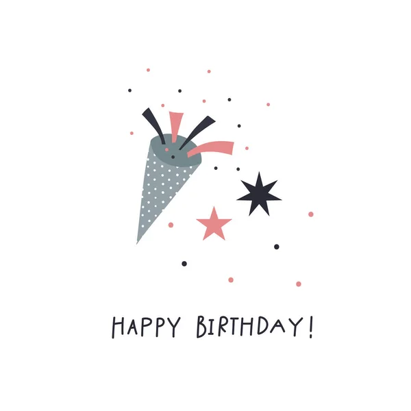 Joyeux anniversaire décoration illustration lettrage — Image vectorielle