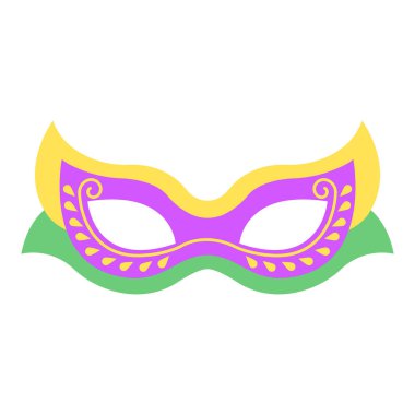 Mardi gras maskesi. Karnaval veya tiyatro simgesi renkli aksesuarlar.