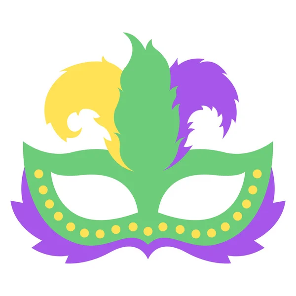 Mardi gras maska s barevné peří. Ikony barevné rekvizity pro karneval nebo divadlo. — Stockový vektor
