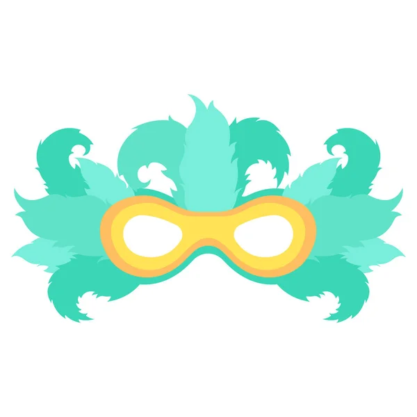 Mardi gras mask met kleur veren. Pictogram kleurrijke props voor carnaval of theater. — Stockvector