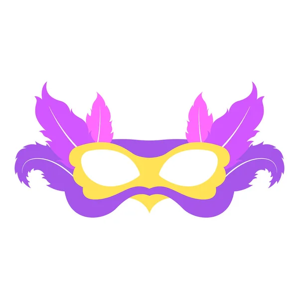 Mardi gras mask met kleur veren. Pictogram kleurrijke props voor carnaval of theater. — Stockvector