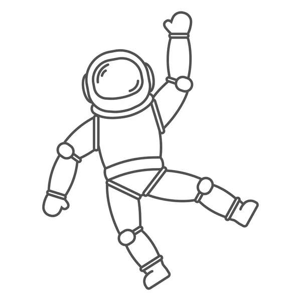 Icon astronaut in space in black line style — Stock Vector