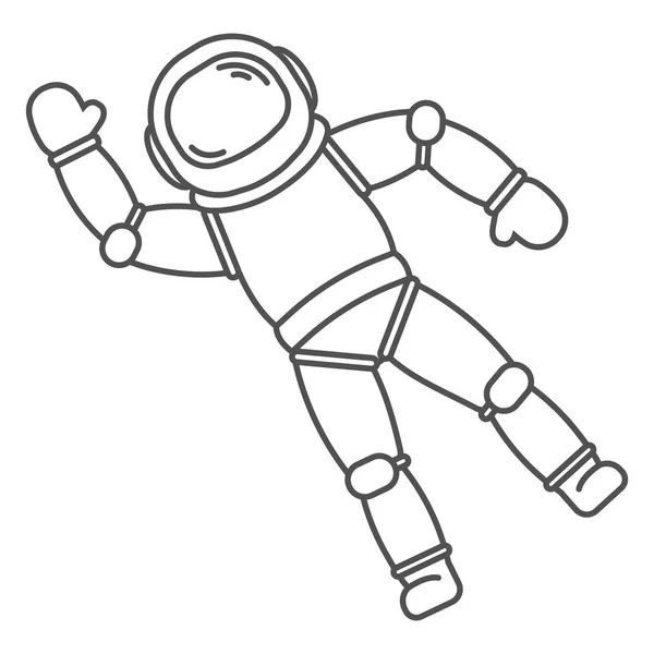 黒線のスタイルのスペースの宇宙飛行士 — ストックベクタ