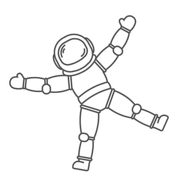 Astronaut in space in black line style — Stock Vector
