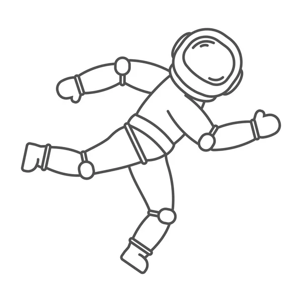 Astronaut run  in space in black line style — Stock Vector