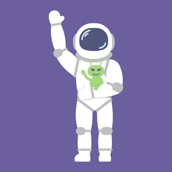 Astronauta vetor com alienígena em estilo plano —  Vetores de Stock