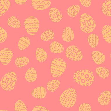 Paskalya yortusu yumurta süsleme doku seamless modeli üzerinde kırmızı arka plan ile