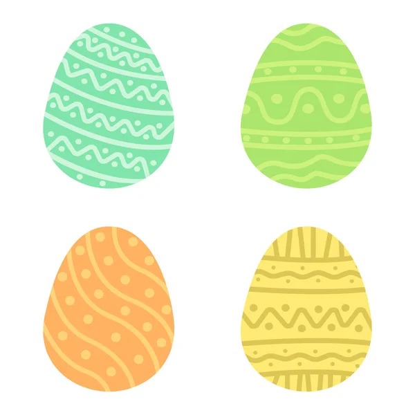 Establecer huevo de Pascua con adorno rizado. Pack icono huevo de Pascua simple — Vector de stock