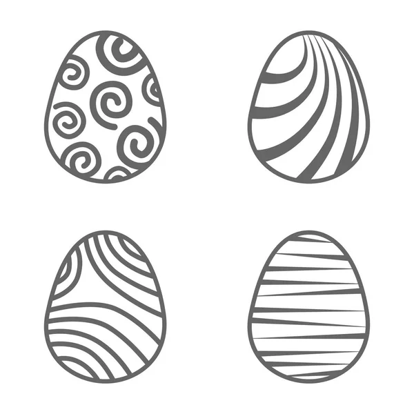 Establecer huevo de Pascua con adorno rizado. Pack icono línea huevo de Pascua — Vector de stock