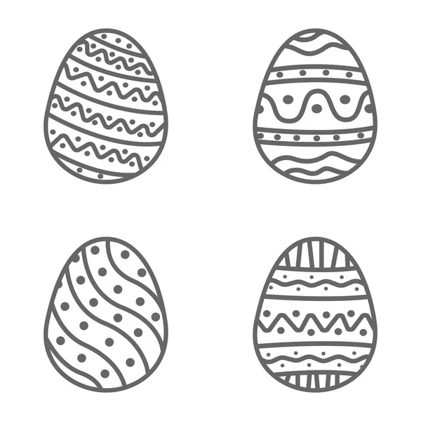Establecer huevo de Pascua con adorno rizado. Pack icono línea huevo de Pascua — Vector de stock